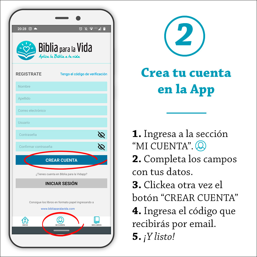 Crea tu cuenta en la app