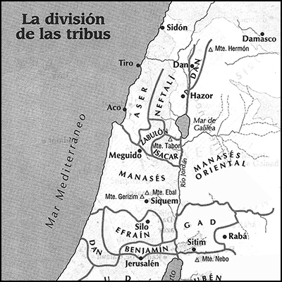 Mapa de la División de las tribus de Israel