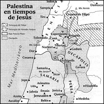 Mapa de Palestina en tiempos de Jesús