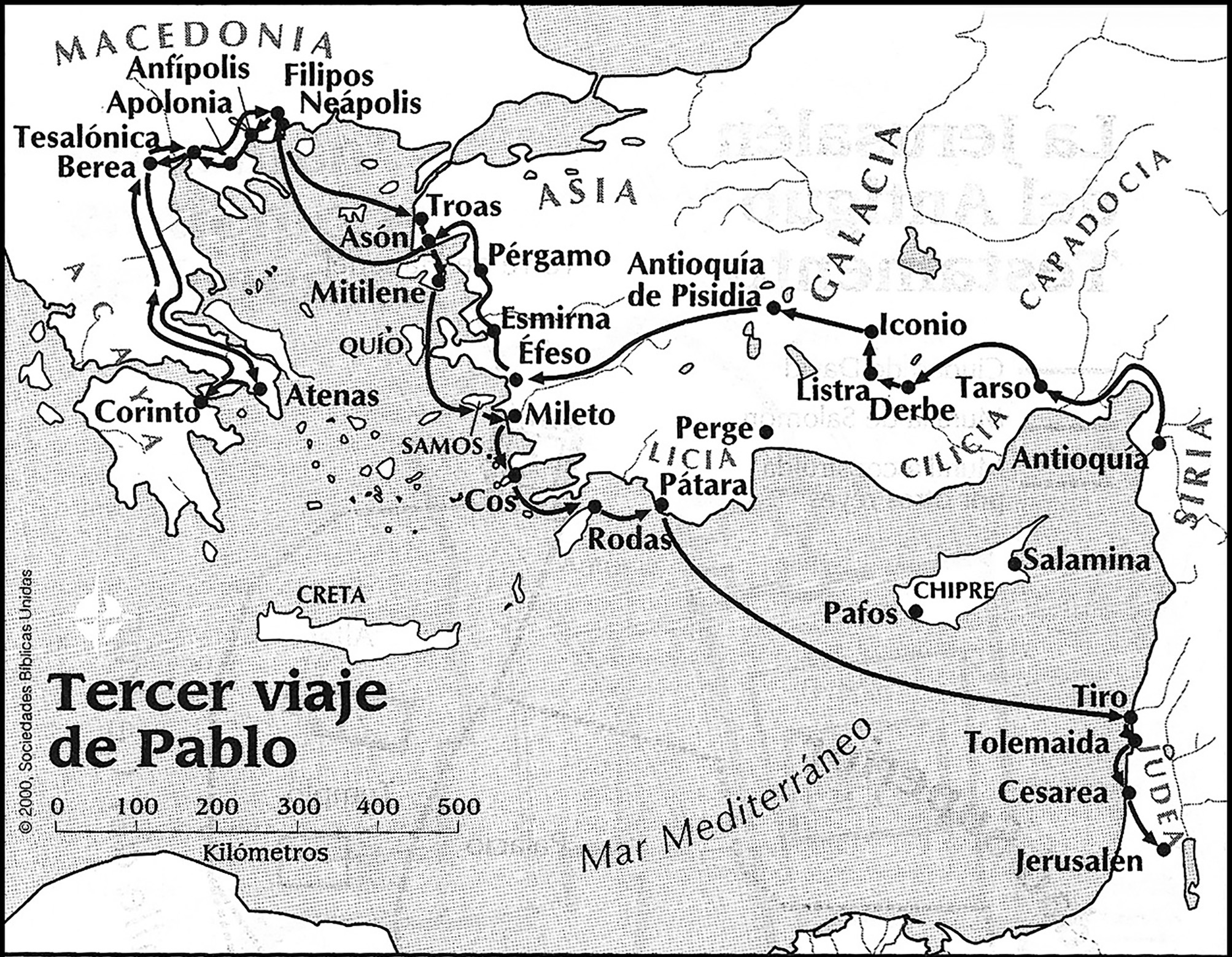 Mapa del Tercer Viaje de Pablo