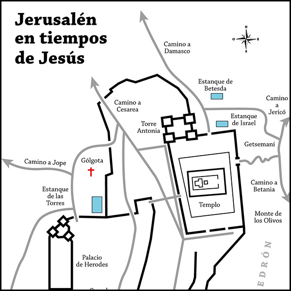 Mapa de Jerusalén en tiempos de Jesús