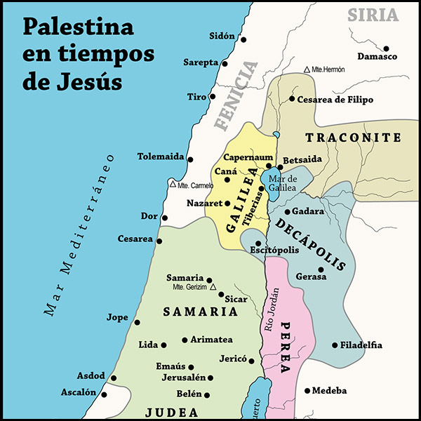Mapa de Palestina en tiempos de Jesús