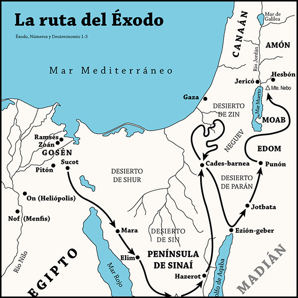 Mapa de La Ruta del Éxodo
