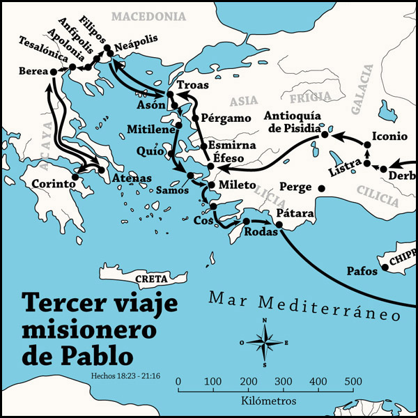 Mapa del Tercer Viaje de Pablo