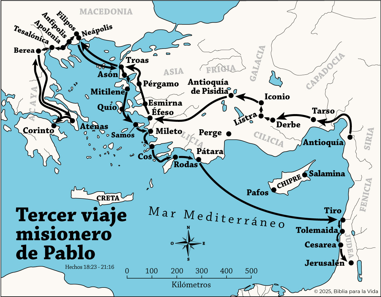 Mapa del Tercer Viaje de Pablo